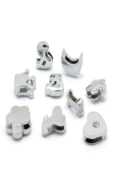 

10pcs 8mm silver rhinestone mix style slide charms fit for 8mm wristband bracelet belt pet collar lssc811818015939, Black