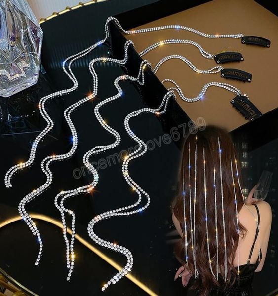 

flashing diamond chain hairpin braided headdress tassel hair clips temperament ponytail hair extensions hairband9760759, Golden;silver