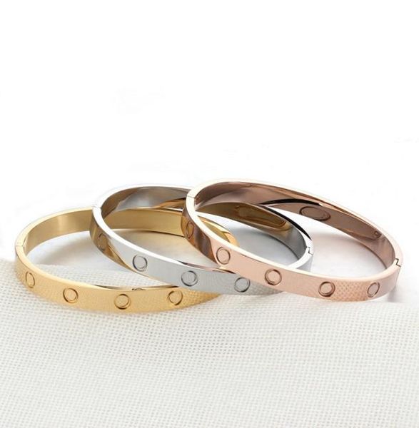 

love bangle men bracelet women luxury fashion rose gold silver ladies stainless steel screw thin love b6067417 pack cute customize1701692, Black