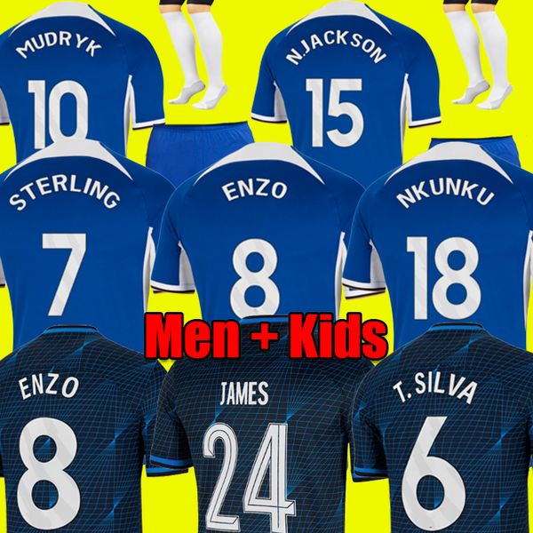 

2023 2024 caicedo nkunku jackson cfc soccer jerseys disasi 23 24 enzo fernandez mudryk james sterling cucurella chukwuemeka football shirt m, Black;yellow