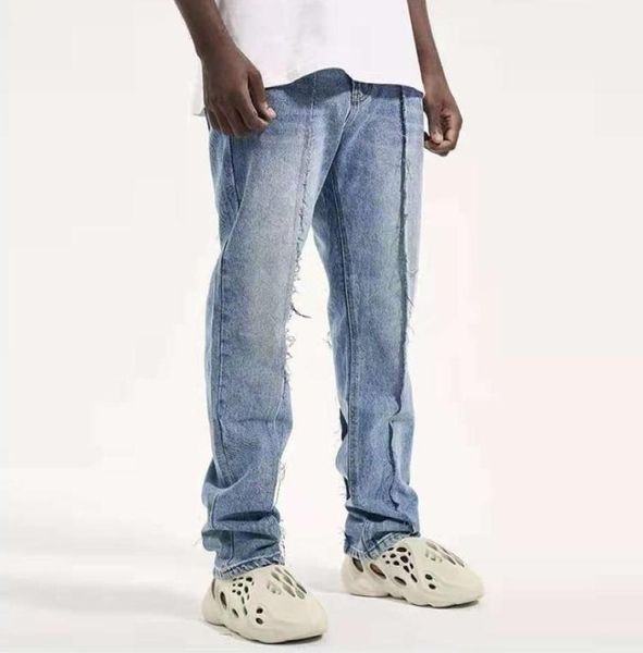 

high street men jeans pants straight washed oversize style denim trousers4194024, Blue