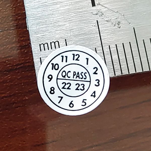 

1cm QC PASS Expire Date Sticker Brittle Paper Warranty Void Label Repair Guanantee Valid Year Month Tamper Evident Security Seal