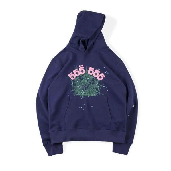 

2023 autumn and winter pullovers s-xl sp5der 555555 hoodie men women angel number puff pastry printing graphic spider web395, Black