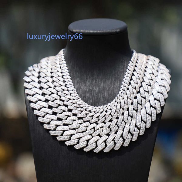 

selling jwy hip hop 925 sterling silver moissanite jewelry 15mm vvs moissanite cuban link chain choker necklaces for men