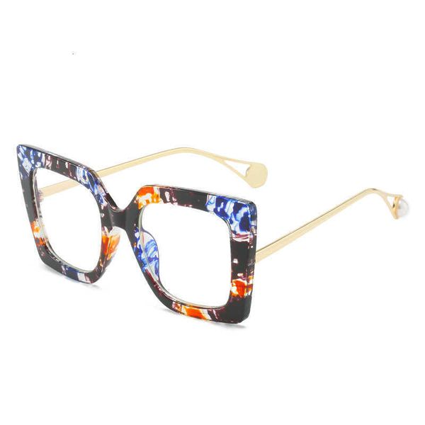 

95811 optical mirror pc full frame women's mirror frame personality square mirror frame two-color mirror frame anti blue light hcob, White;black