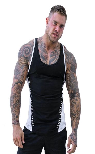 

men039s black white sleeveless t shirt summer male tank vest men breathable slim sports fitness slim quickdrying undershi8164741, White;black