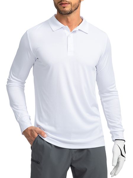 

women's polos men's polo shirt long sleeve golf shirts lightweight upf 50 sun protection cool shirts for men work fishing outdoor, White