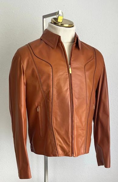 

mens leather jackets autumn zilli sheep leather jacket casual coat, Black