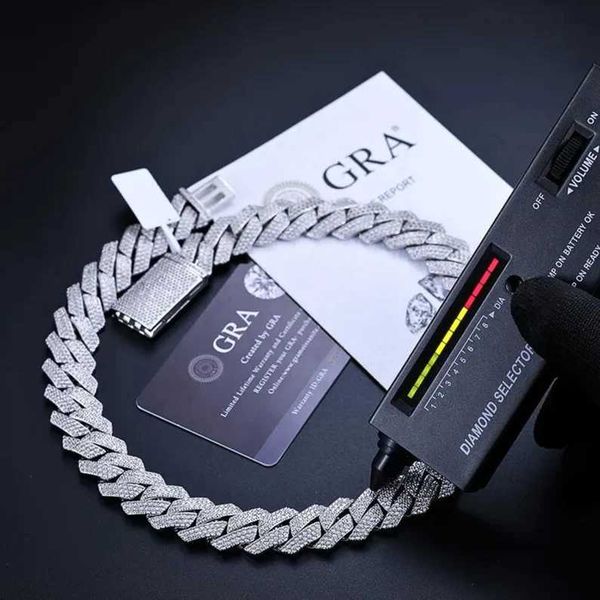 

master rocks 925 sterling silver 18mm iced out necklace vvs moissanite cuban link chain