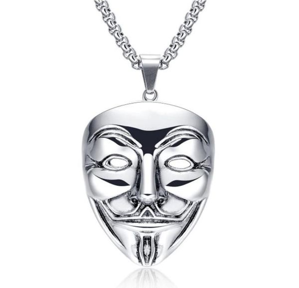 

pendant necklaces movie vmens collar con colgante de acero inoxidable cadena hip hop adecuado para vendetta anonymous1158808, Silver