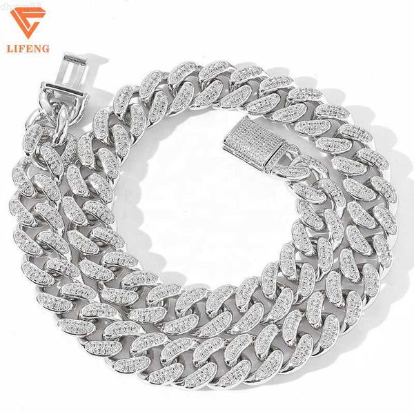 

15mm wide 925 sterling silver gra certificate ice out moissanite cuban link chain for mens hip hop necklace