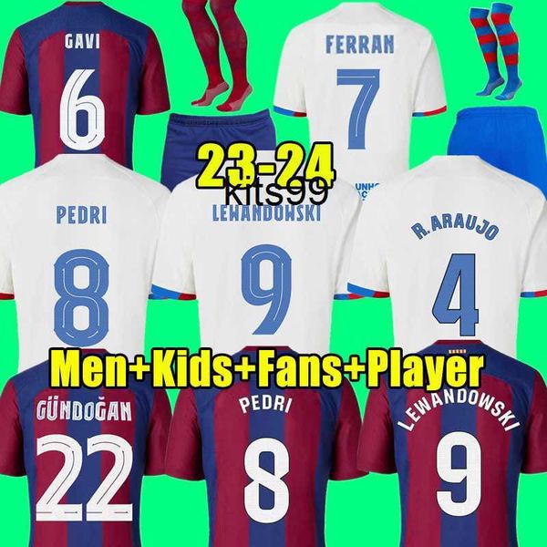 

pedri soccer jerseys lewandowski gavi 23 24 kit ansu fati barcelonas ferran raphinha f. de jong gundogan camiseta de futbol football shirt m, Black;yellow