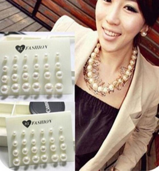 

earings for woman fashion white pearl piercing stud earrings women lady jewelry 6mm8mm10mm12mm mix size 1 card 12 pairs pearls 4422478