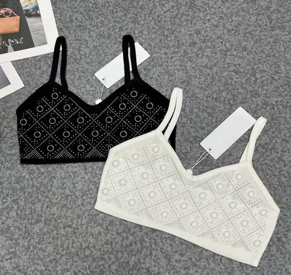 

2023 luxury fashion women039s tanks summer sequin knitting lady women039s spaghetti strap tanks sleeveless casual 4822791, White