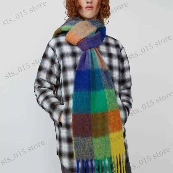 

scarves 2019 winter plaid cashmere scarf fashion shawl colored chequered scarves warm students' necks and thicker bufanda invierno muje, Blue;gray