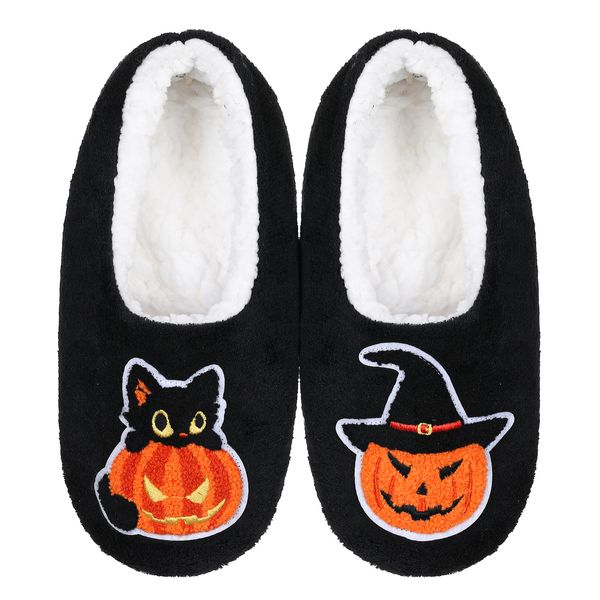 

slippers halloween slipper sockswinter fuzzy funny soft sole house slippers for womennon slip indoor socks with grippers 230831, Black
