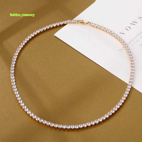 

ins sell tennis chain pendant hip hop fashion jewelry 18k gold filled white cubic zircon cz diamond gemstones eternity party women wedding n, Silver
