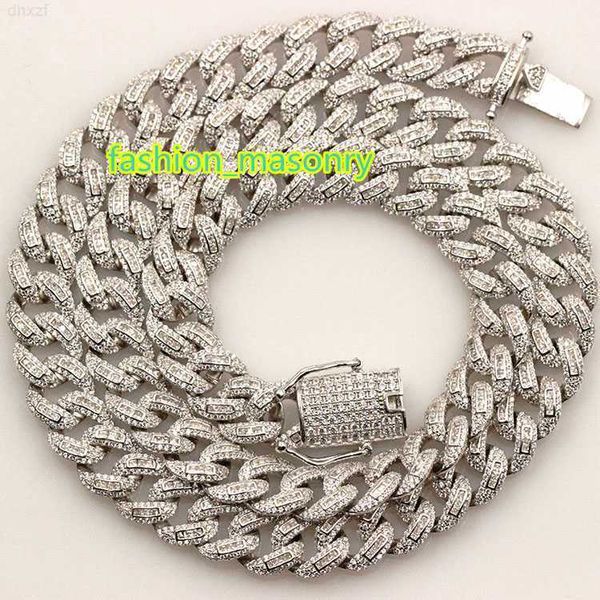 

silver hip hop cuban chain inlay cz diamond cuban link necklace