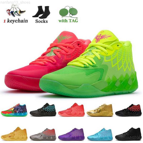 

2023 rick and morty basketball shoes lamelo ball mb.01 mens trainers sports 1of1 not from here black red blast be you galaxy i iridescent dr