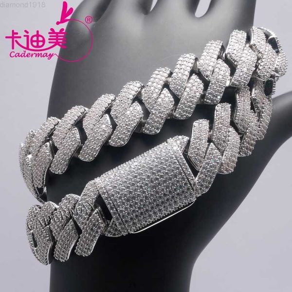 

12mm silver925 moissanite cuban chain necklace hiphop 3 rows white moissanite iced out cuban link chain men gifts, Silver