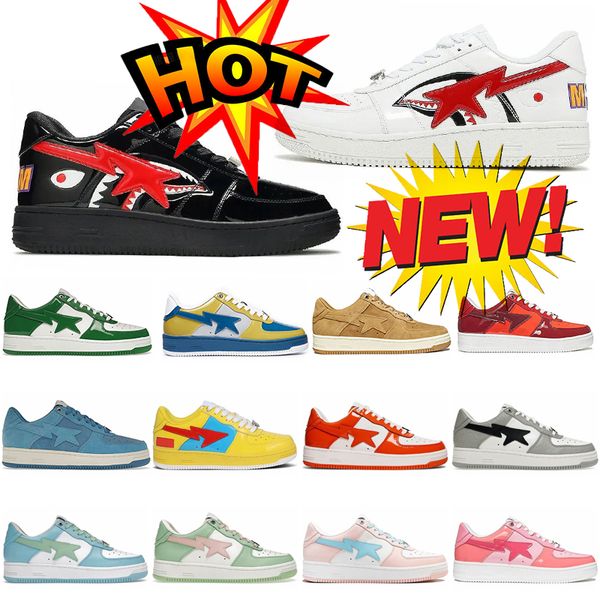

2023 designer shoes men women bap outdoor trainers leather shark sax pink yellow white jogging walking star shoe designer sneakers 36-45 siz, Black