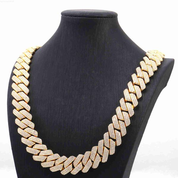 

mens cuban link chain 15mm 3 rows miami iced out diamond cut moissanite cuban chain 925 sterling silver 14k gold hip hop jewelry