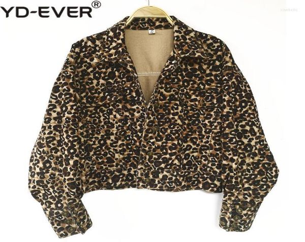 

women039s jackets women leopard denim jacket loosefit long sleeve bomber vintage animal print jeans4616411, Black;brown