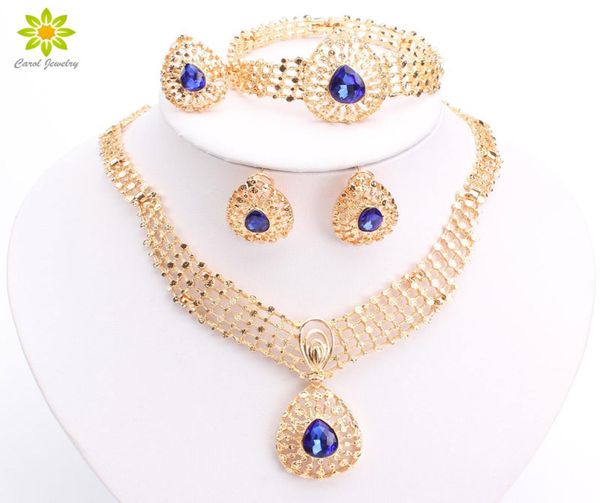 

dubai fashion vintage luxury rhinestone bridal necklace earring bracelet ring african costume gold plated jewelry sets5443835, Slivery;golden