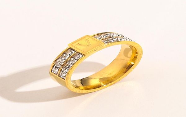 

new fashionable jewelry designer rings women letter love wedding supplies 18k gold plated stainless steel diamond gemstones ring f9582987, Slivery;golden
