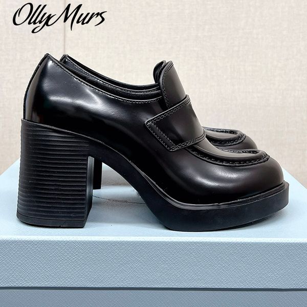 

dress shoes shoes women spring autumn fashion designer office lady solid round toe thick heel shose shallow mouth splicing thick bottom 2308, Black