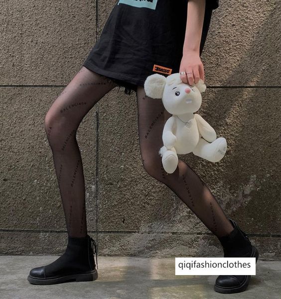 

black english letter silk stockings women039s thin anti hook student fashion brand high long tube bottomed pantyhose sprin6602408