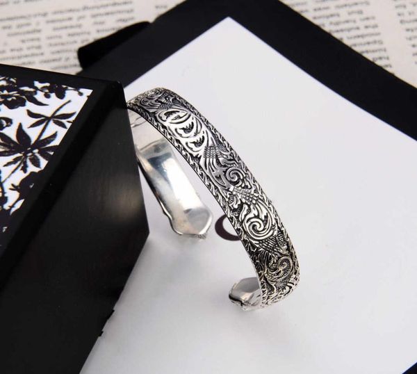 

luxury design silver plated bracelet retro fashion design tiger letter bracelet opening adjustable jewelry supply nrj4471721, Black