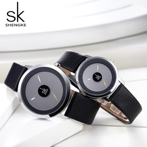 

shengke couple watches fashion quartz-watch women wristwatch clock relojes mujer casual ladies watch montre femme creative dial206k, Slivery;brown