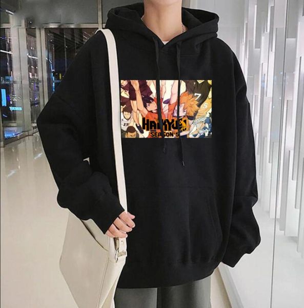 

haikyuu printed new casual hoodies student popular sports hooded men streetswear women sweatershirt size xxs4xl hoodies x14208533, Black