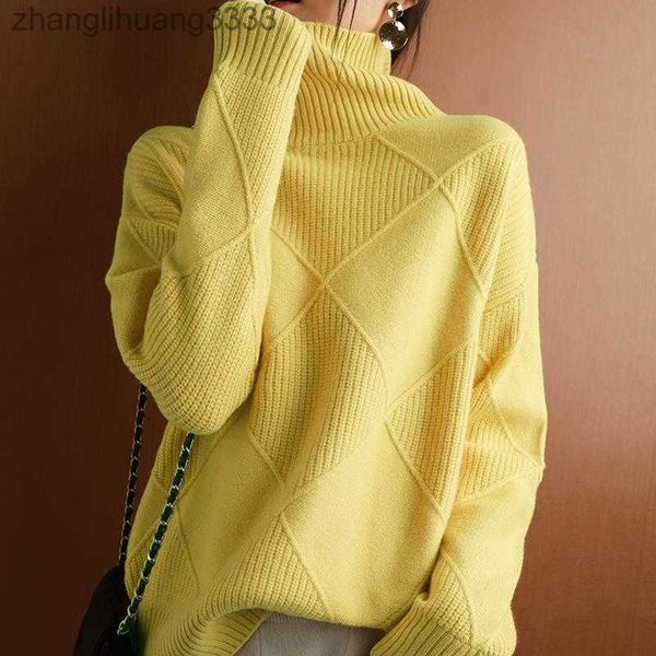 

cashmere sweater women turtleneck pure color knitted pullover 100% wool loose large size, White;black