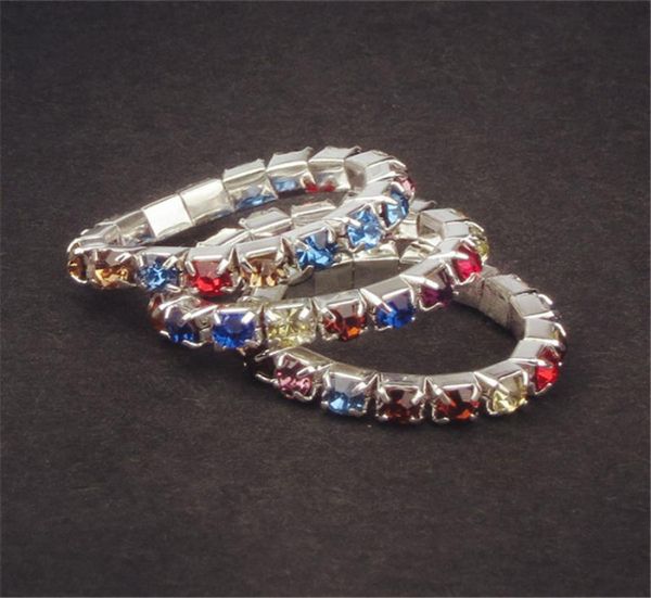 

super fashion single row crystal ring rhinestone elastic wedding ring3030669, Silver