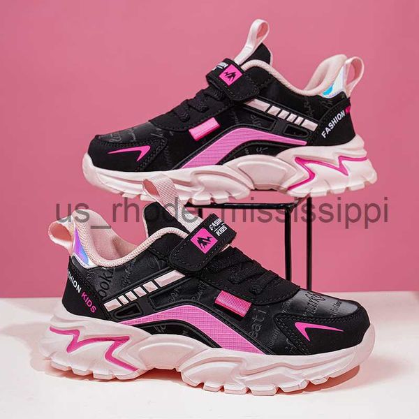 

athletic outdoor children sneakers girls sports shoes fashion pu leather kids shoes lightweight cute pink casual running tennis sneakers for, Black
