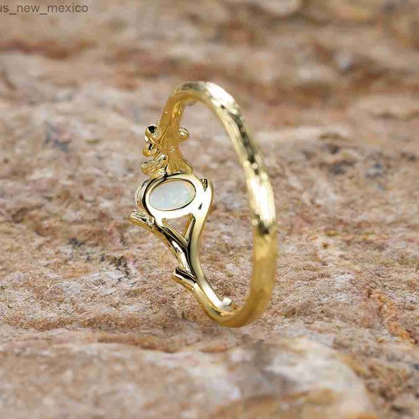 

band rings charm plant flower ring gold color white fire opal rings for women wedding bands stone engagement ring jewelry gifts r230831, Silver