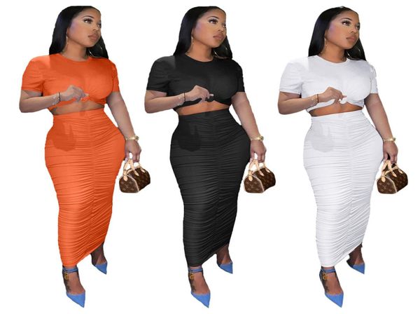 

women clothes tracksuits yoga slim hip wrap pleated skirtt shirt 2pcs set plus size casual sport outfit yogawear tracksuit n3588274, Gray