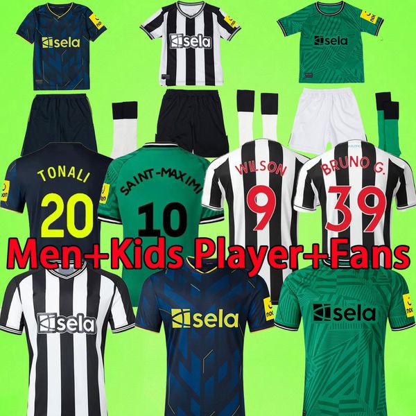 

23/24 gordon tonali isak newcastles soccer jerseys men kids kit 2023 2024 bruno g. wilson isak uniteds football shirt goalkeeper home away t, Black;yellow