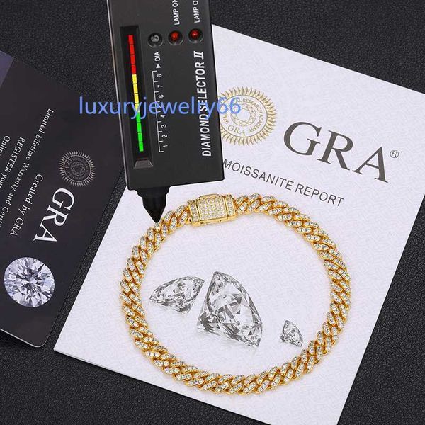 

bling hip hop jewelry 6mm 925 sterling silver vvs moissanite diamond thin iced out cuban link bracelet for men women