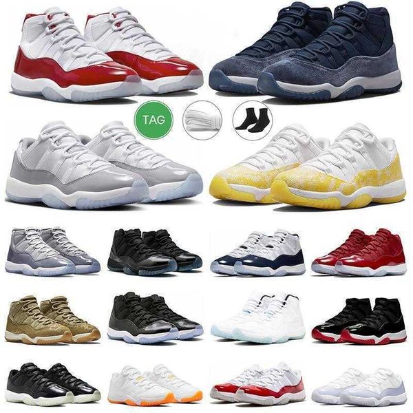 

11 cherry 11s basketball shoes men women cement grey yellow snakeskin midnight navy pure violet cap and gown bred jumpman 11 sports sneakers