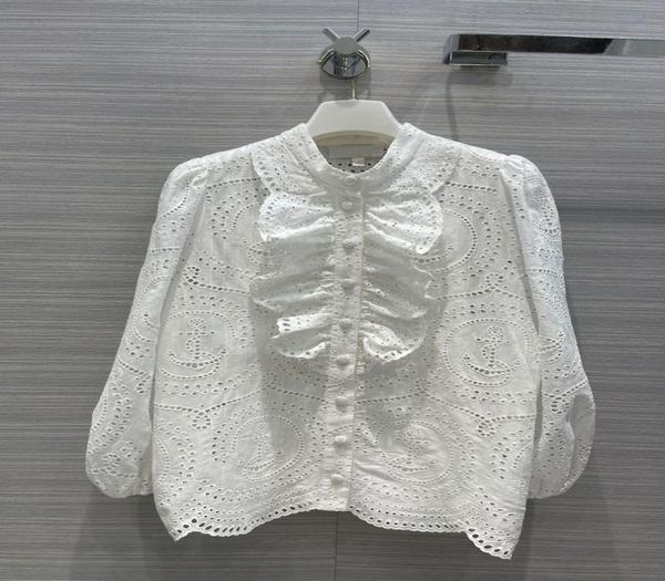 

women039s hollow embroidery boat anchor longsleeved shirt palace fungus lace lantern sleeve 317261942, White