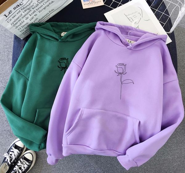 

aprilgrass fashion winter oversized hoodie women loose korean style sweatshirt autumn streetwear flower printing hoodies pullovers6934255, Black