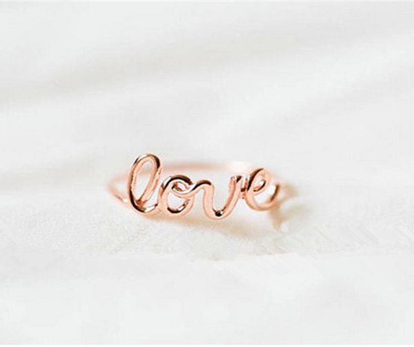 

the new tide fashion love word ring romantic goldplated plating silver or rose gold ring whole selling high uality rings6873526, Golden;silver