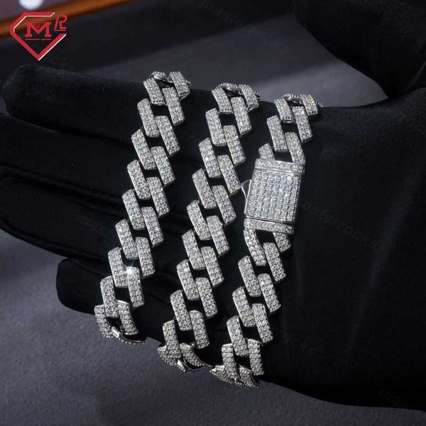 

mens hip hop 14mm bling moissanite cuban necklace 925 silver sterling iced vvs moissanite cuban link chain