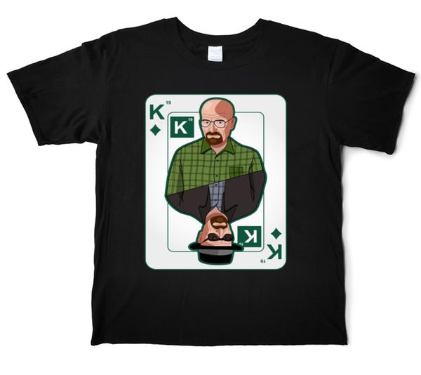 

heisenberg on a poker card king 19 tshirt men anime 100 cotton tshirt round neck short sleeve street tees shirt casual printed 2821365, White;black