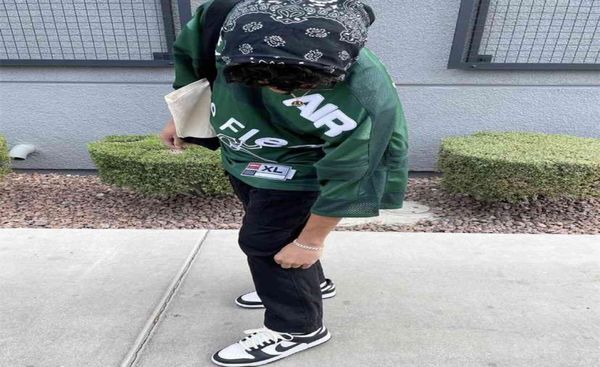 

correct cpfm print loose round neck hockey short sleeve embroidered mesh t-shirt 2051852, White;black