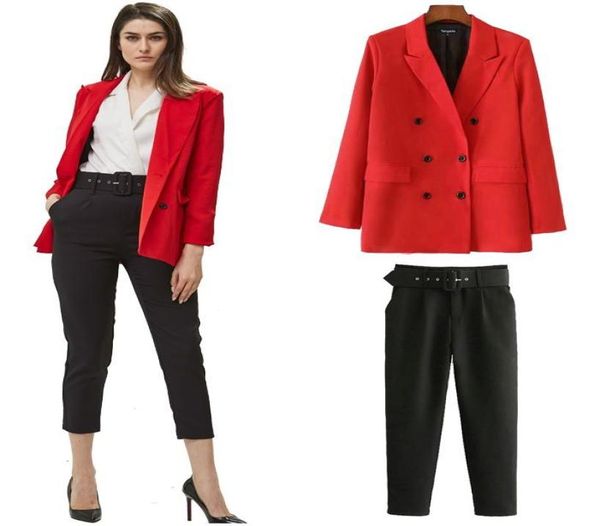 

office ladies pants black suit pants woman high waist pants sashes pockets fashion middle aged purple khaki trousers size xs s  l9983453, Black;white