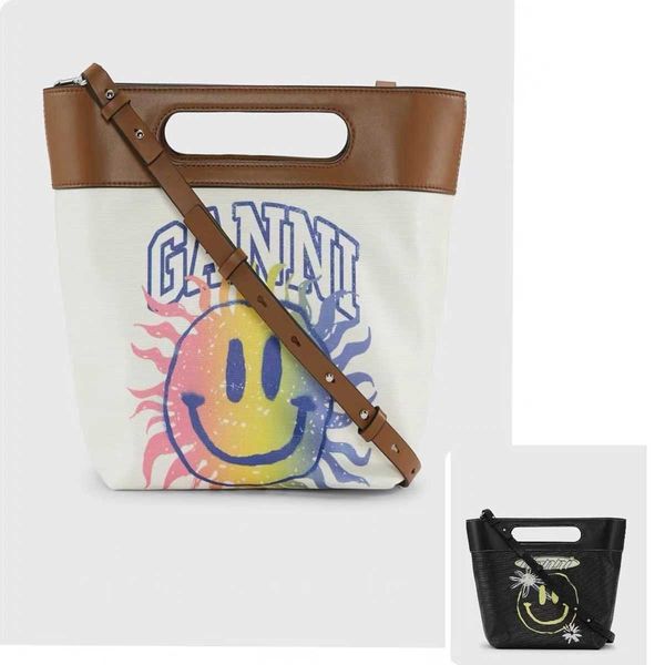 

23ss gannis outdoor fashion designer tote bags one shoulder oblique cross women shopping handbag casual pu leather carrying satchel tote bag